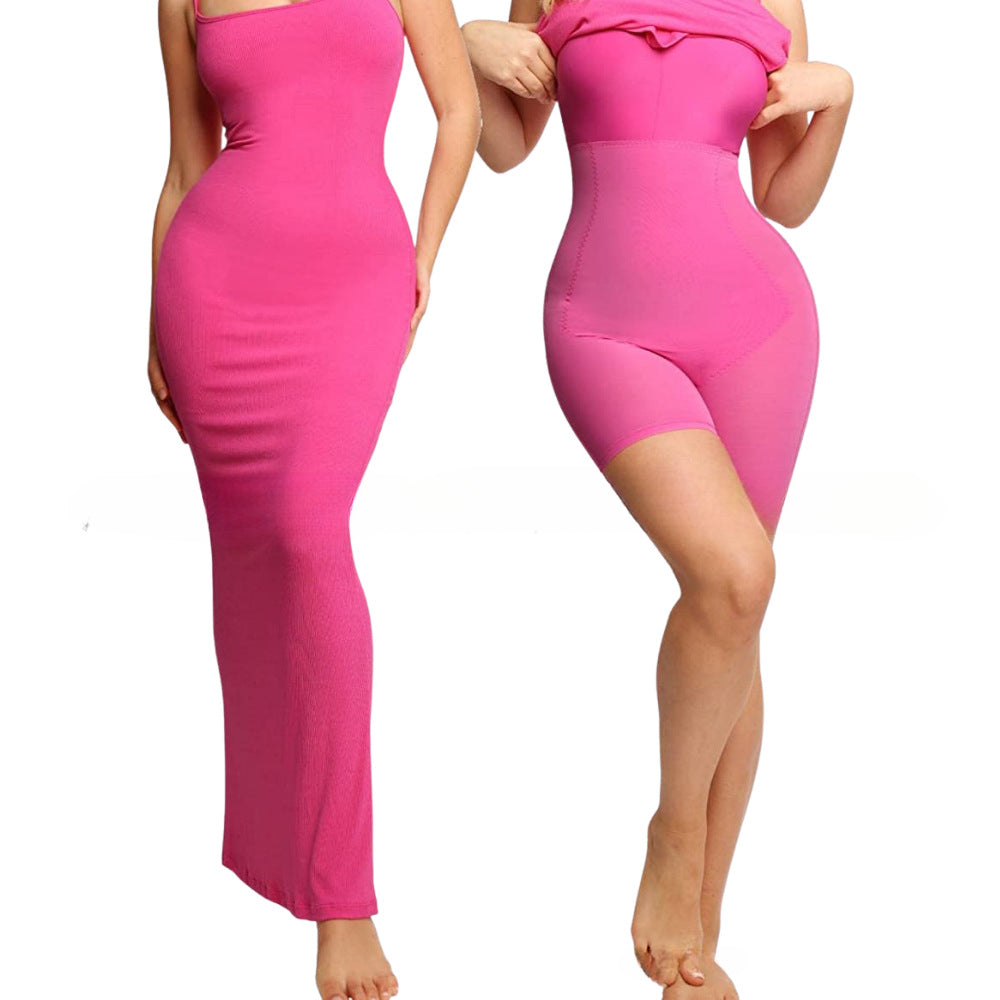 Waist and Hip Lift Ribbed Stretch-Modal Built-in Shapewear Dress